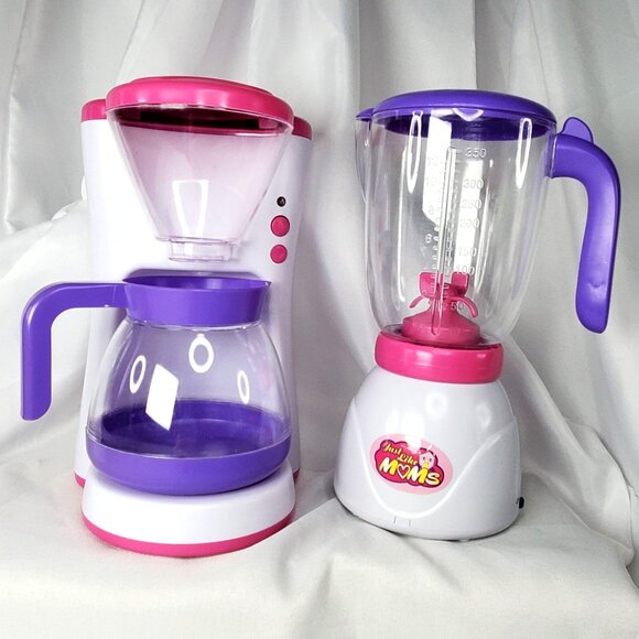 Just Like Mom's Toy Coffee Maker & Blender Set WORKS Pretend Play Kitchen - Picture 2 of 11